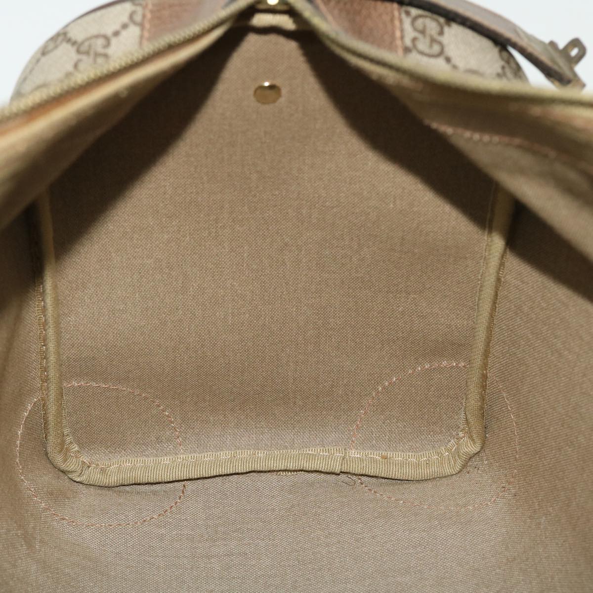 GUCCI GG Canvas Boston Bag Vintage PVC Leather Beige yk8223