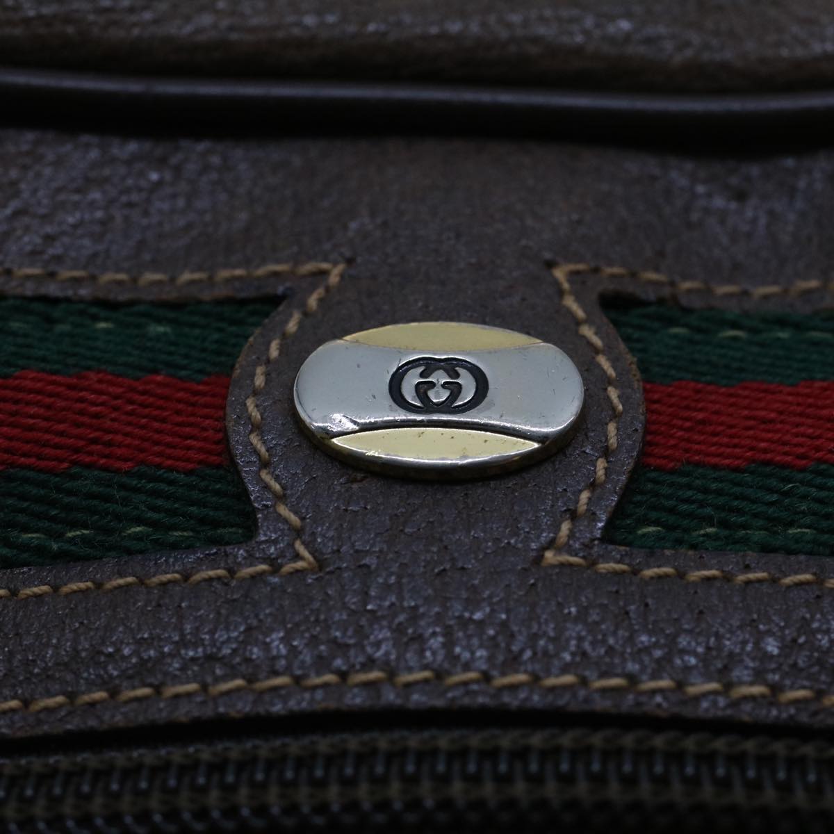GUCCI GG Canvas Web Sherry Line Shoulder Bag Beige Red Green yk8226