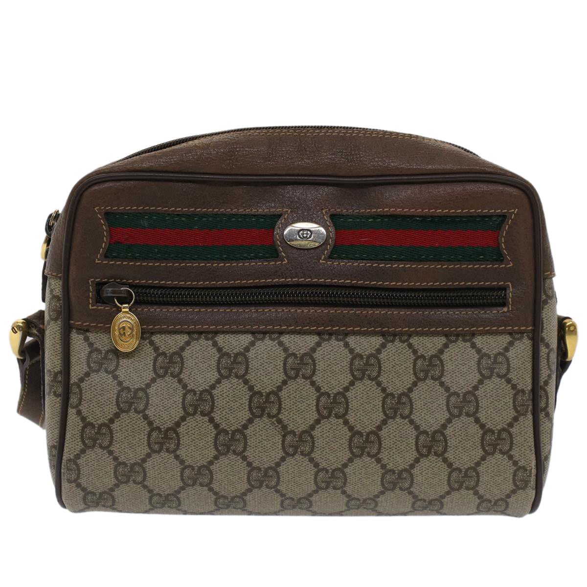 GUCCI GG Canvas Web Sherry Line Shoulder Bag Beige Red Green yk8226