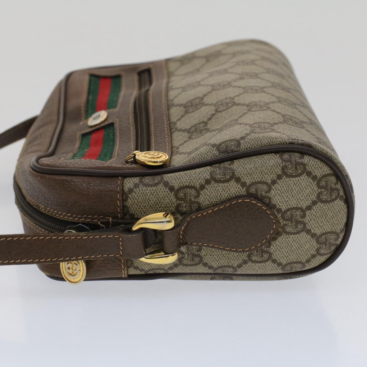 GUCCI GG Canvas Web Sherry Line Shoulder Bag Beige Red Green yk8226