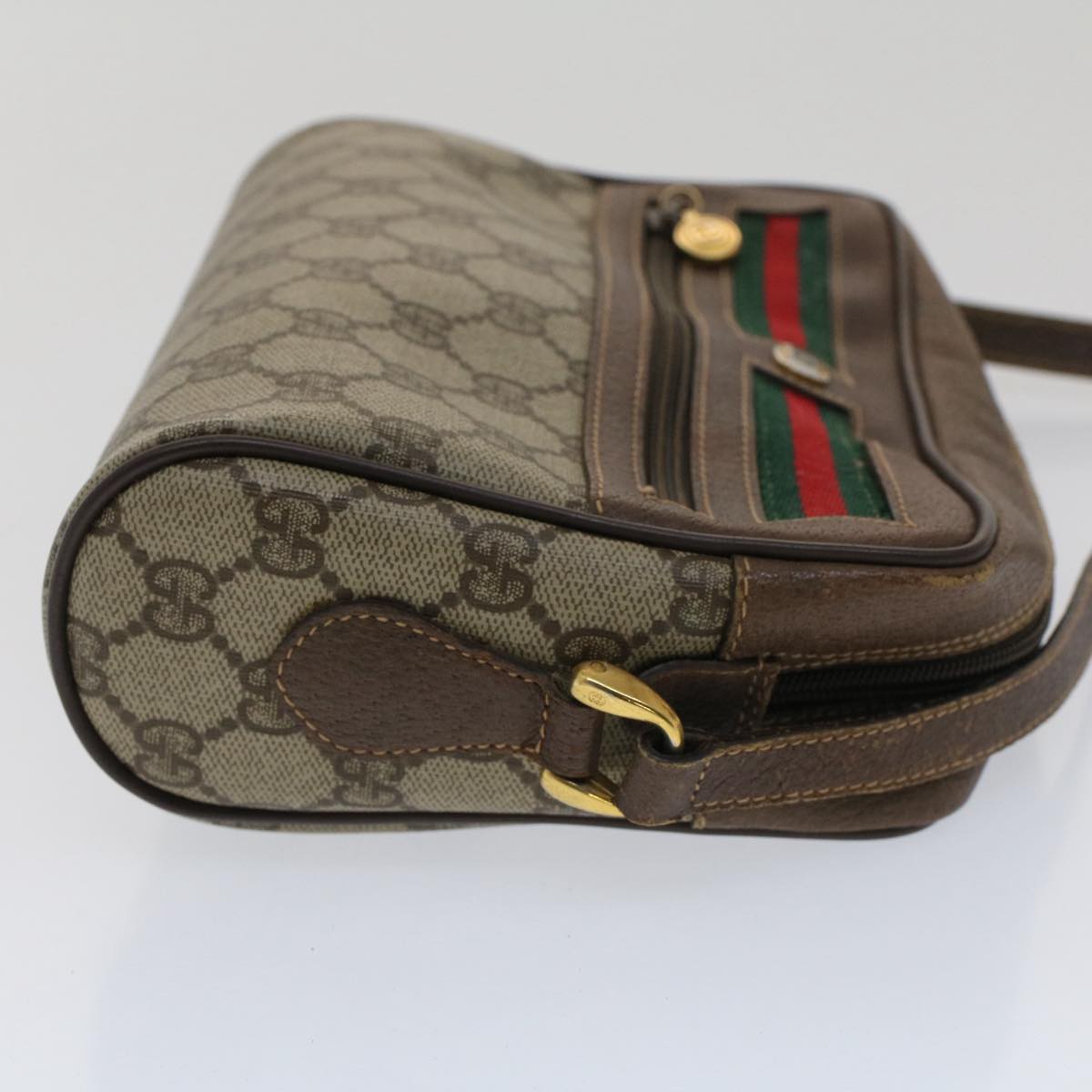 GUCCI GG Canvas Web Sherry Line Shoulder Bag Beige Red Green yk8226