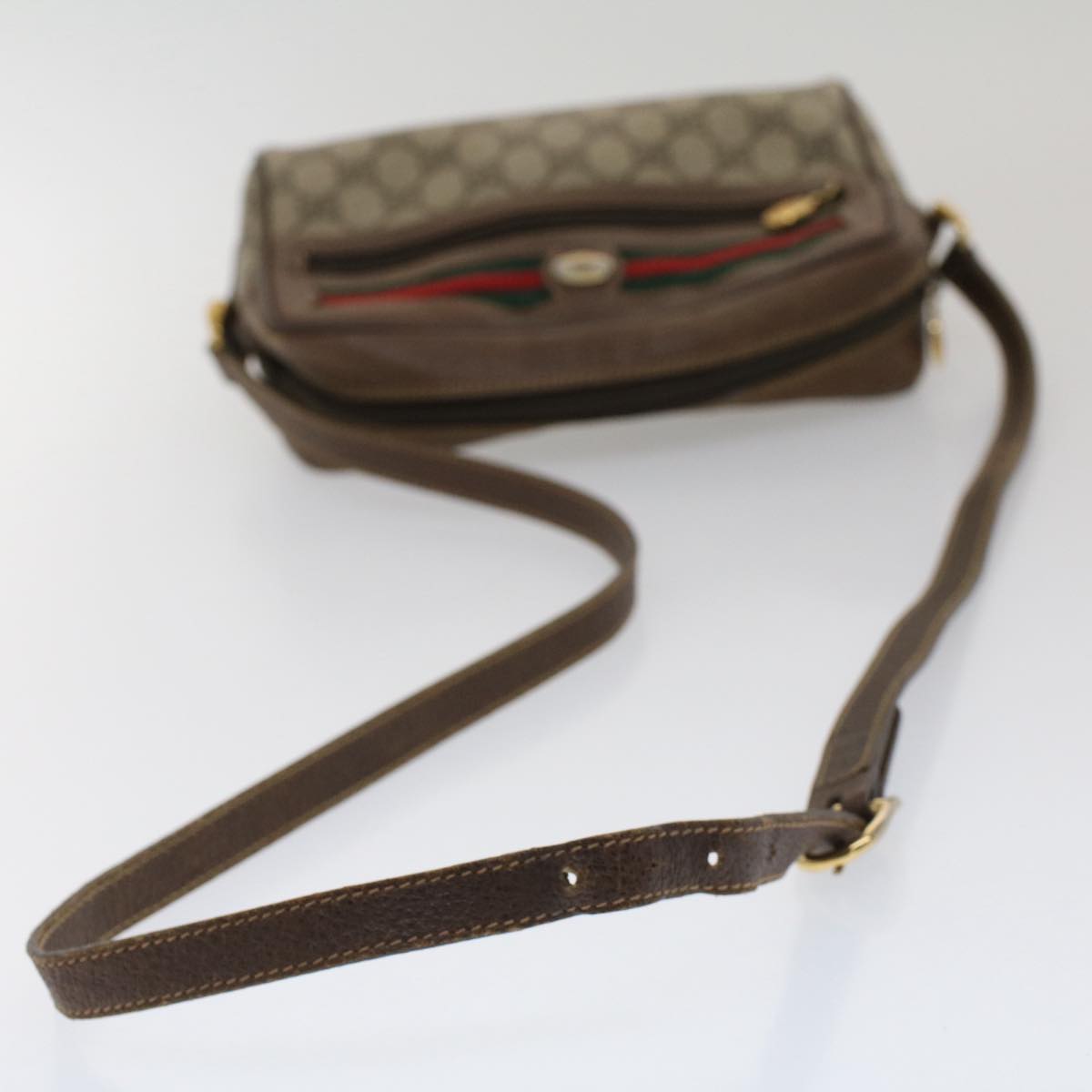 GUCCI GG Canvas Web Sherry Line Shoulder Bag Beige Red Green yk8226