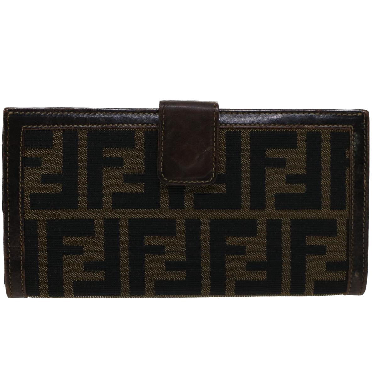 FENDI Zucca Canvas Wallet Black Brown yk8227