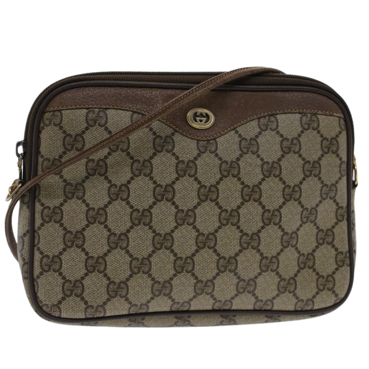 GUCCI GG Canvas Shoulder Bag PVC Leather Beige 97.02.068 yk8228