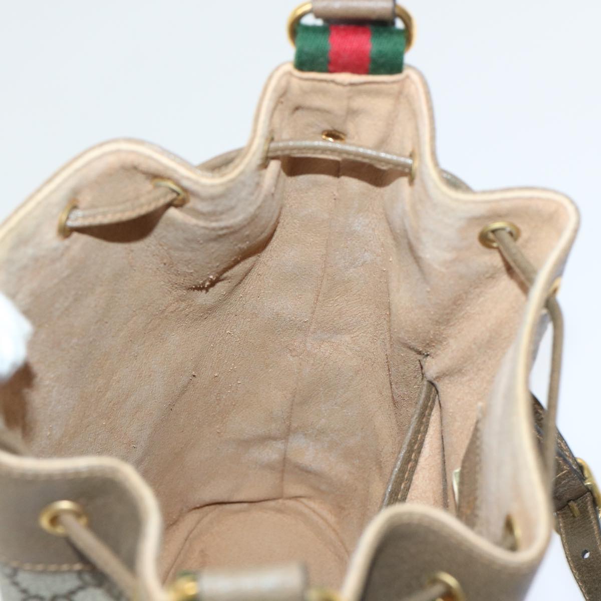 GUCCI GG Canvas Web Sherry Line Shoulder Bag Beige Green 41.02.034 yk8237