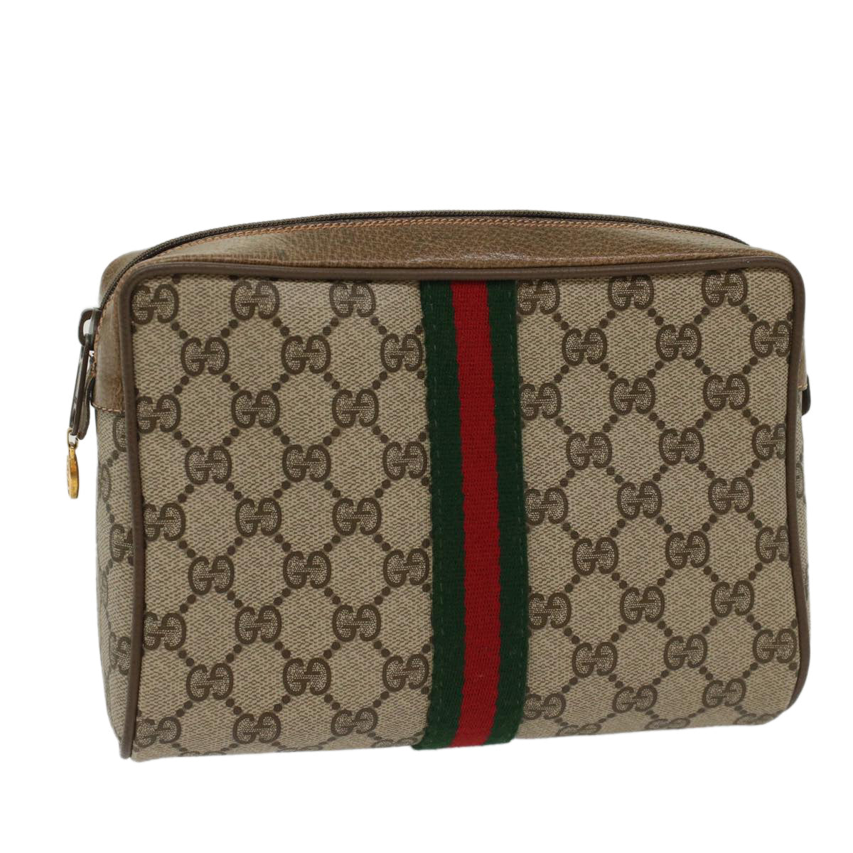 GUCCI GG Canvas Web Sherry Line Clutch Bag Beige Red Green 56.01.012 yk8241