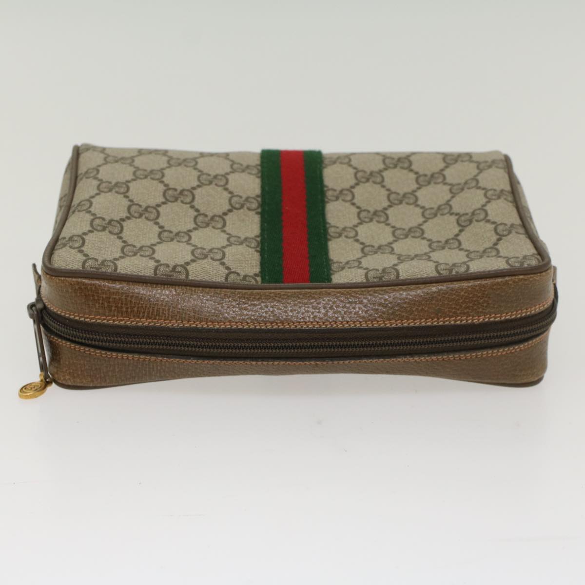 GUCCI GG Canvas Web Sherry Line Clutch Bag Beige Red Green 56.01.012 yk8241