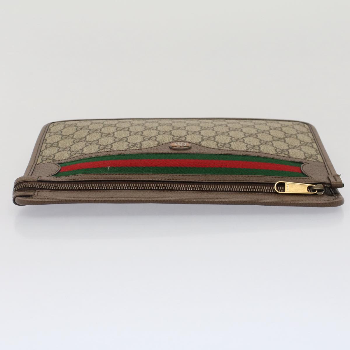 GUCCI GG Canvas Web Sherry Line Clutch Bag Beige Red Green 597619 yk8242