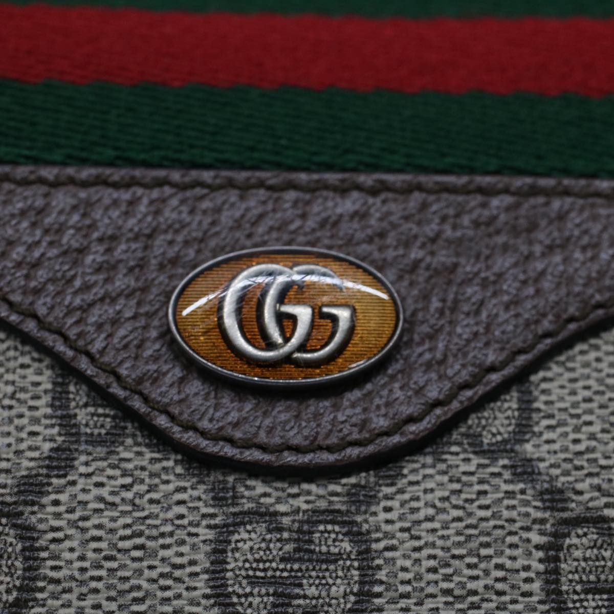 GUCCI GG Canvas Web Sherry Line Clutch Bag Beige Red Green 597619 yk8242