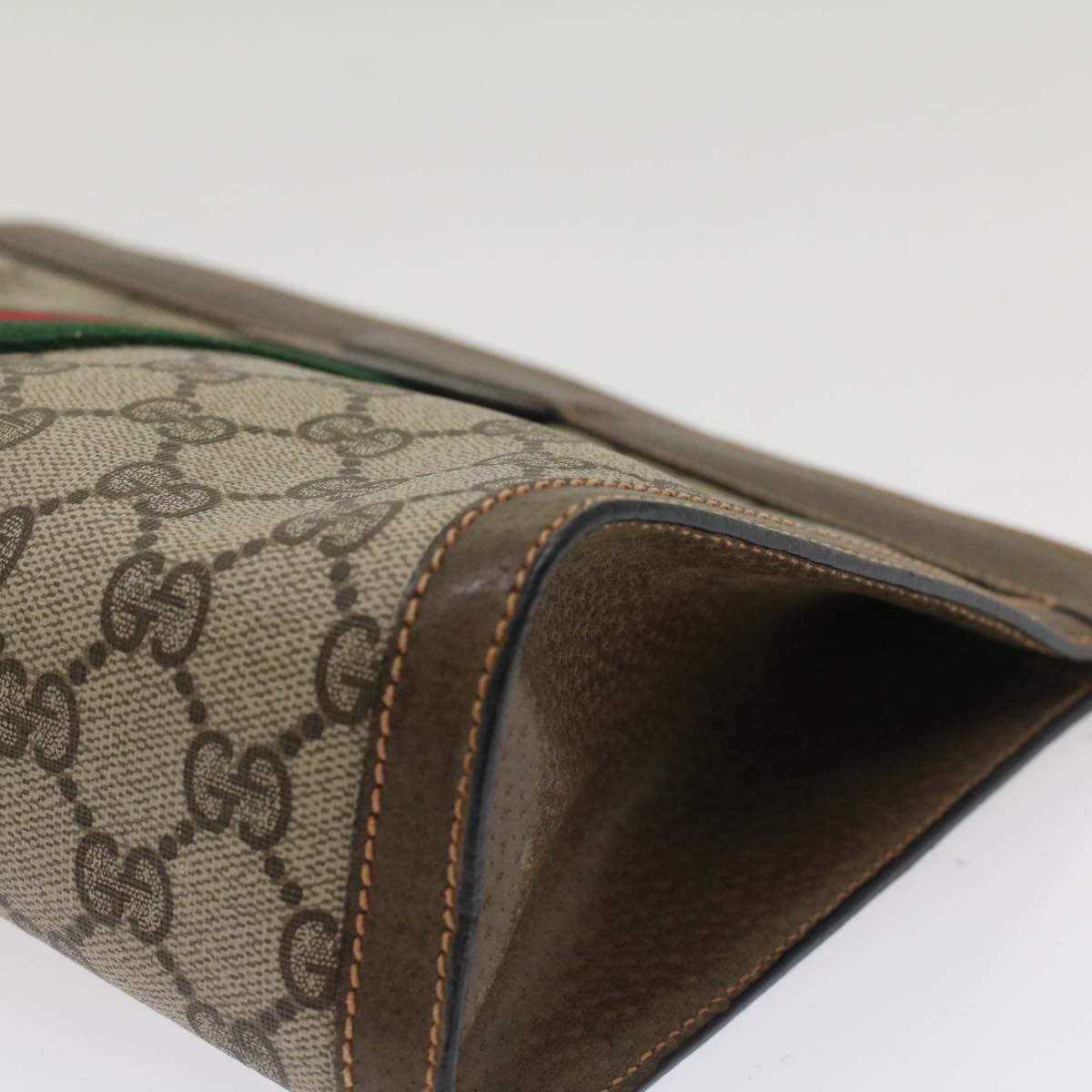 GUCCI GG Canvas Web Sherry Line Clutch Bag Beige Red Green 89.01.002 yk8254