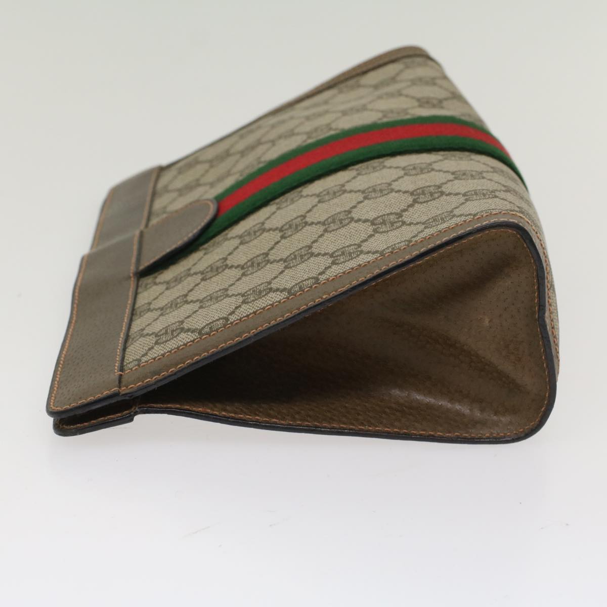 GUCCI GG Canvas Web Sherry Line Clutch Bag Beige Red Green 89.01.002 yk8254