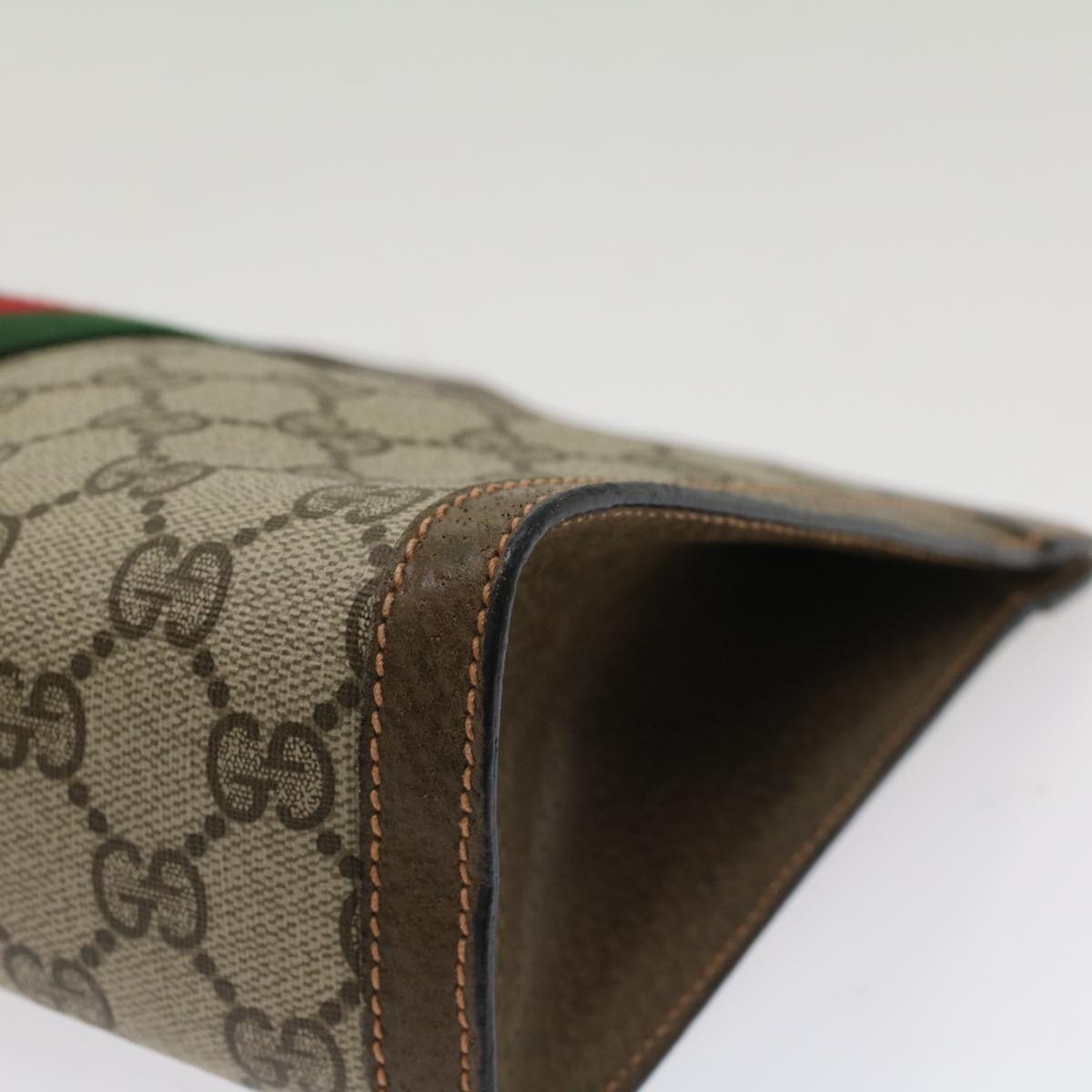 GUCCI GG Canvas Web Sherry Line Clutch Bag Beige Red Green 89.01.002 yk8254