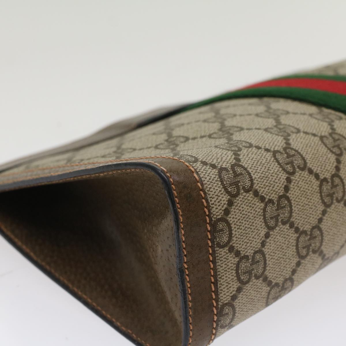 GUCCI GG Canvas Web Sherry Line Clutch Bag Beige Red Green 89.01.002 yk8254