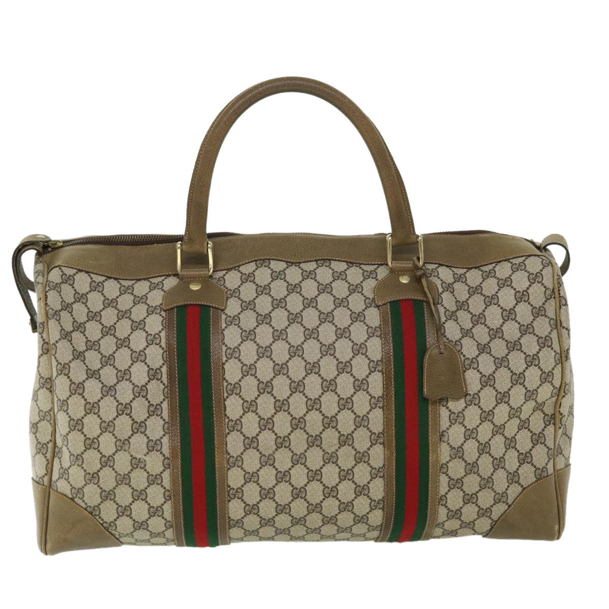 GUCCI GG Canvas Web Sherry Line Boston Bag Red Beige Green yk8255