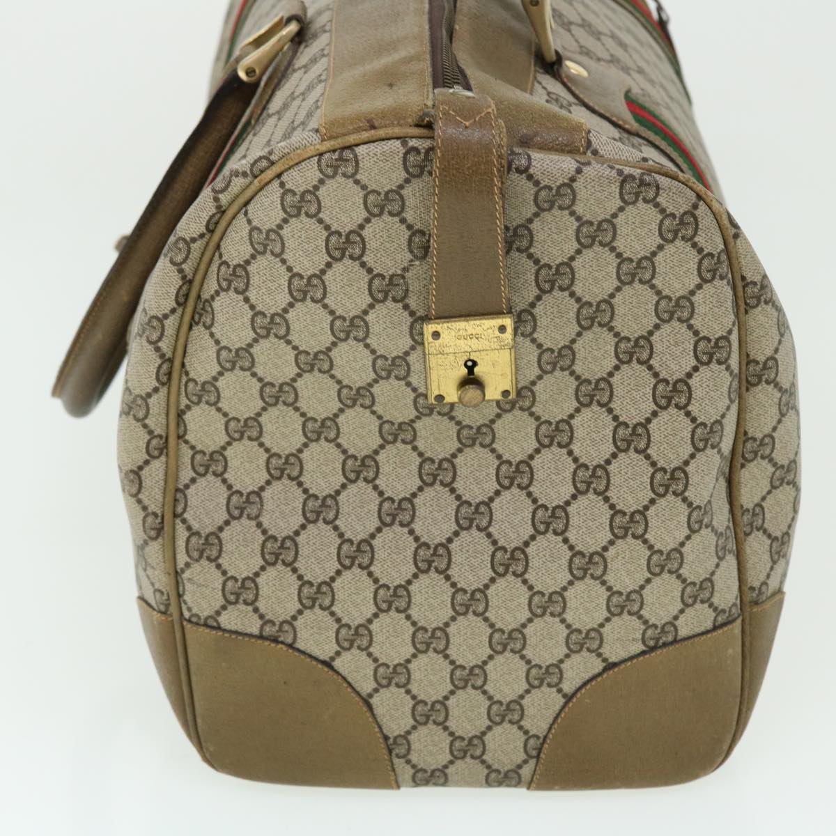 GUCCI GG Canvas Web Sherry Line Boston Bag Red Beige Green yk8255