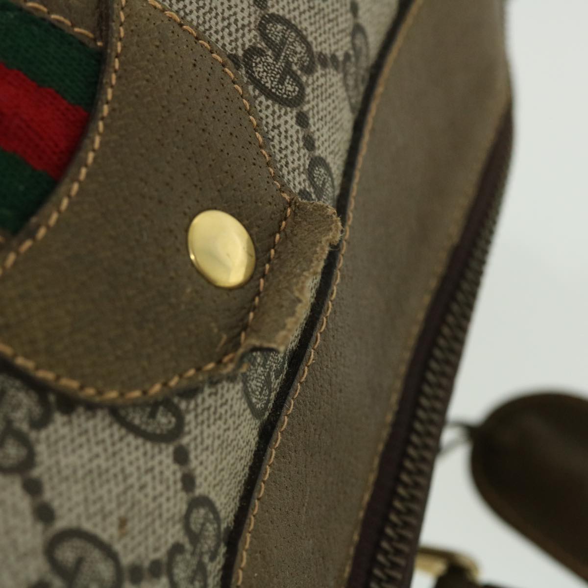 GUCCI GG Canvas Web Sherry Line Boston Bag Red Beige Green yk8255