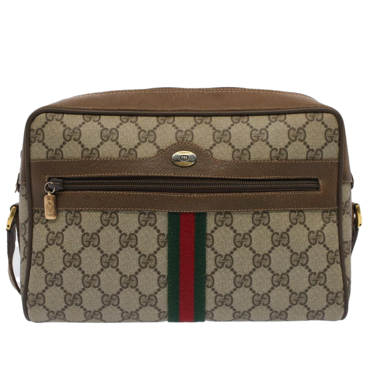 GUCCI GG Canvas Web Sherry Line Shoulder Bag Beige Red 56.02.005 yk8261