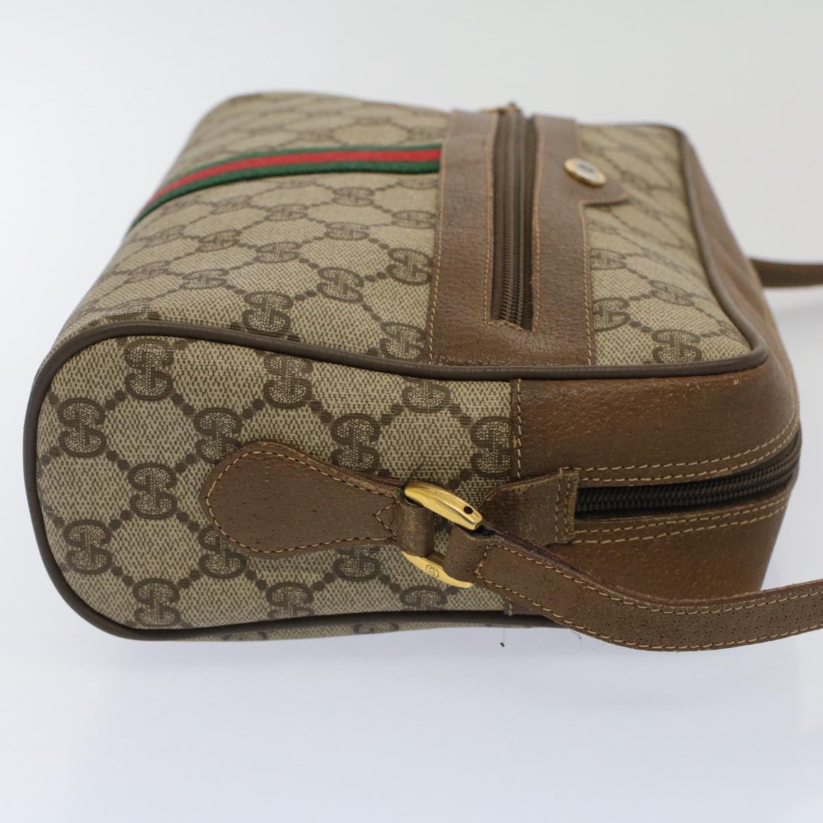 GUCCI GG Canvas Web Sherry Line Shoulder Bag Beige Red 56.02.005 yk8261