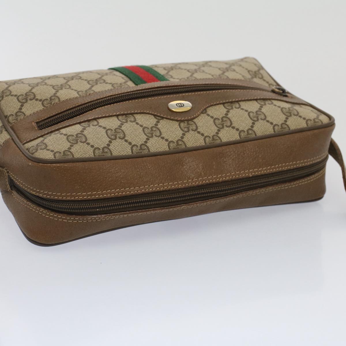 GUCCI GG Canvas Web Sherry Line Shoulder Bag Beige Red 56.02.005 yk8261