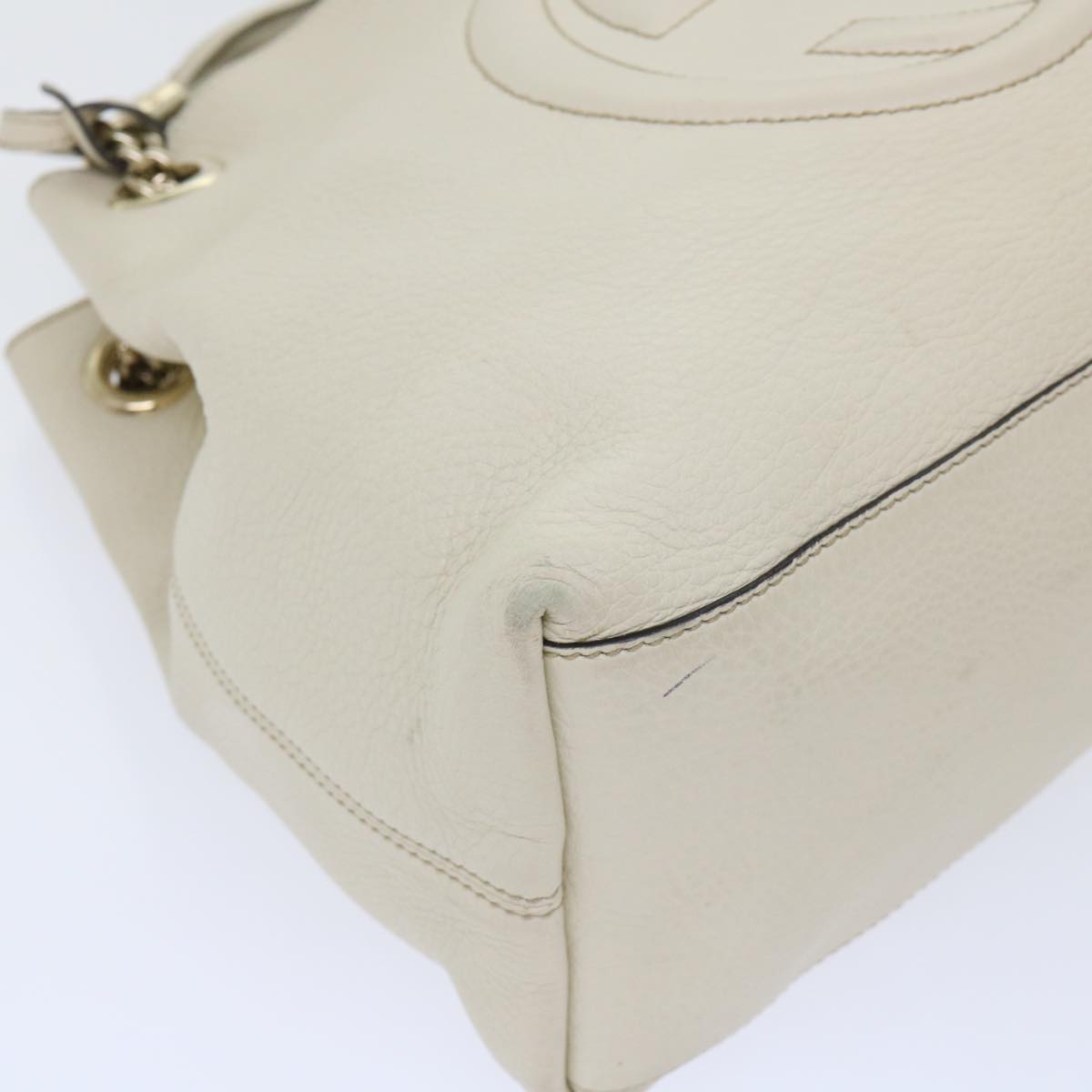 GUCCI Soho Chain Shoulder Bag Leather White 308982 yk8266