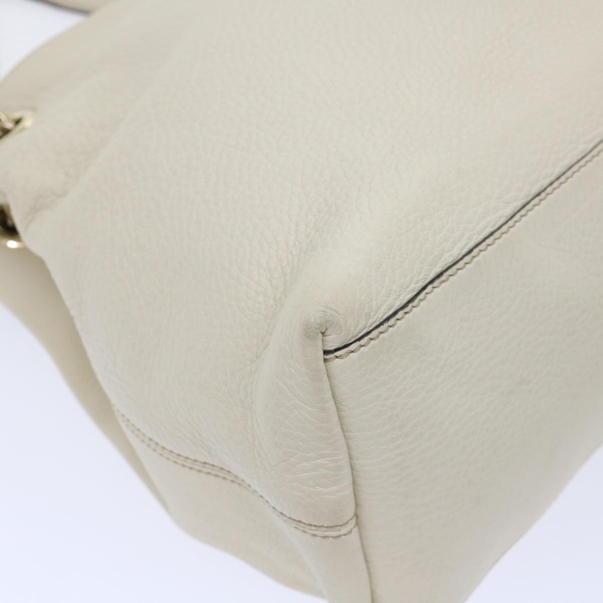 GUCCI Soho Chain Shoulder Bag Leather White 308982 yk8266