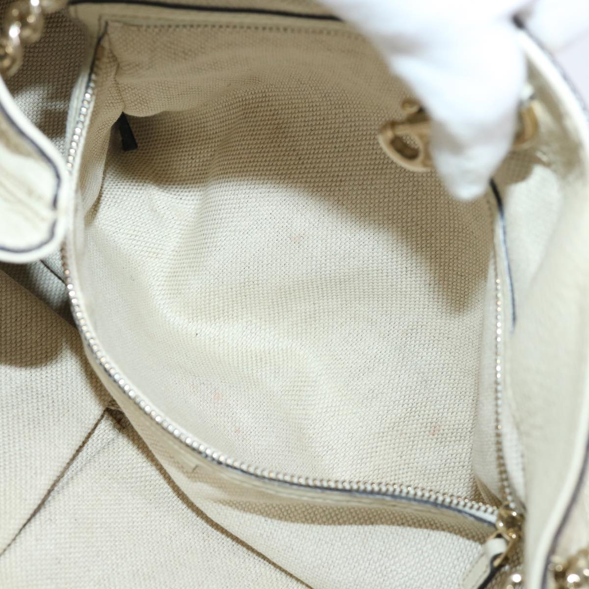 GUCCI Soho Chain Shoulder Bag Leather White 308982 yk8266