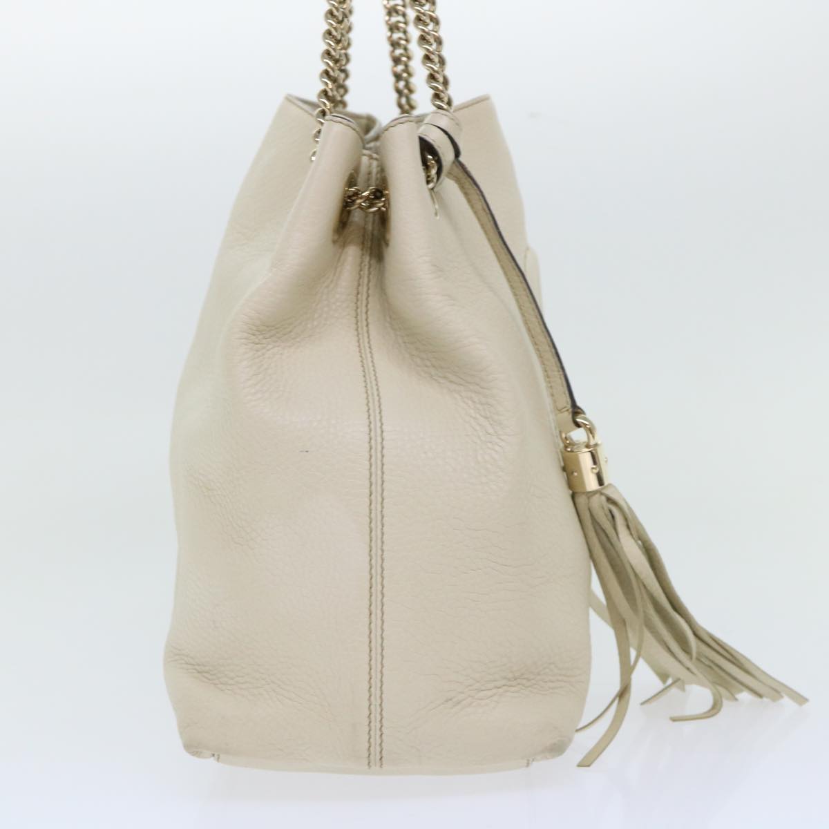 GUCCI Soho Chain Shoulder Bag Leather White 308982 yk8266