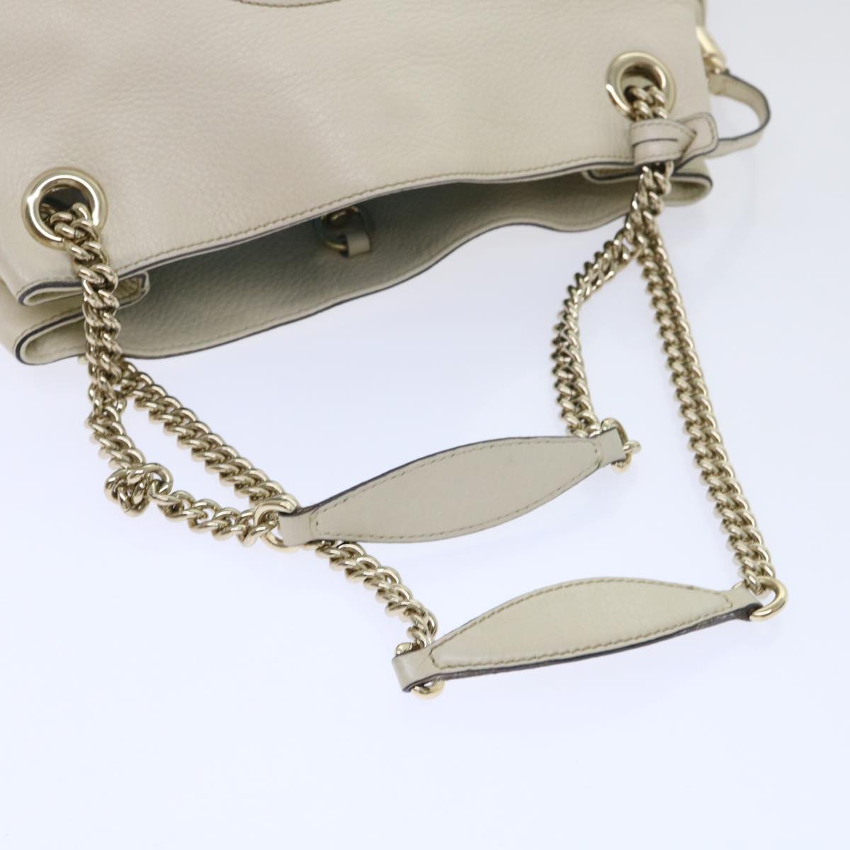GUCCI Soho Chain Shoulder Bag Leather White 308982 yk8266