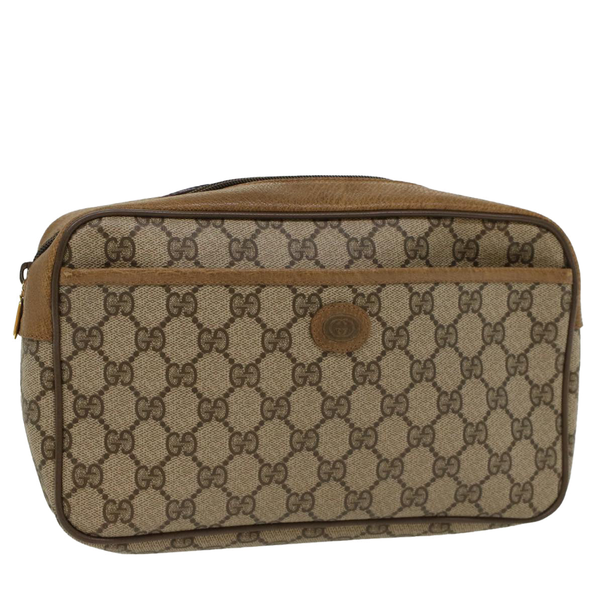 GUCCI GG Canvas Clutch Bag PVC Leather Beige 89.01.044 yk8269