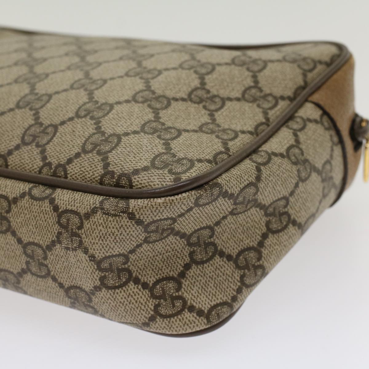 GUCCI GG Canvas Clutch Bag PVC Leather Beige 89.01.044 yk8269