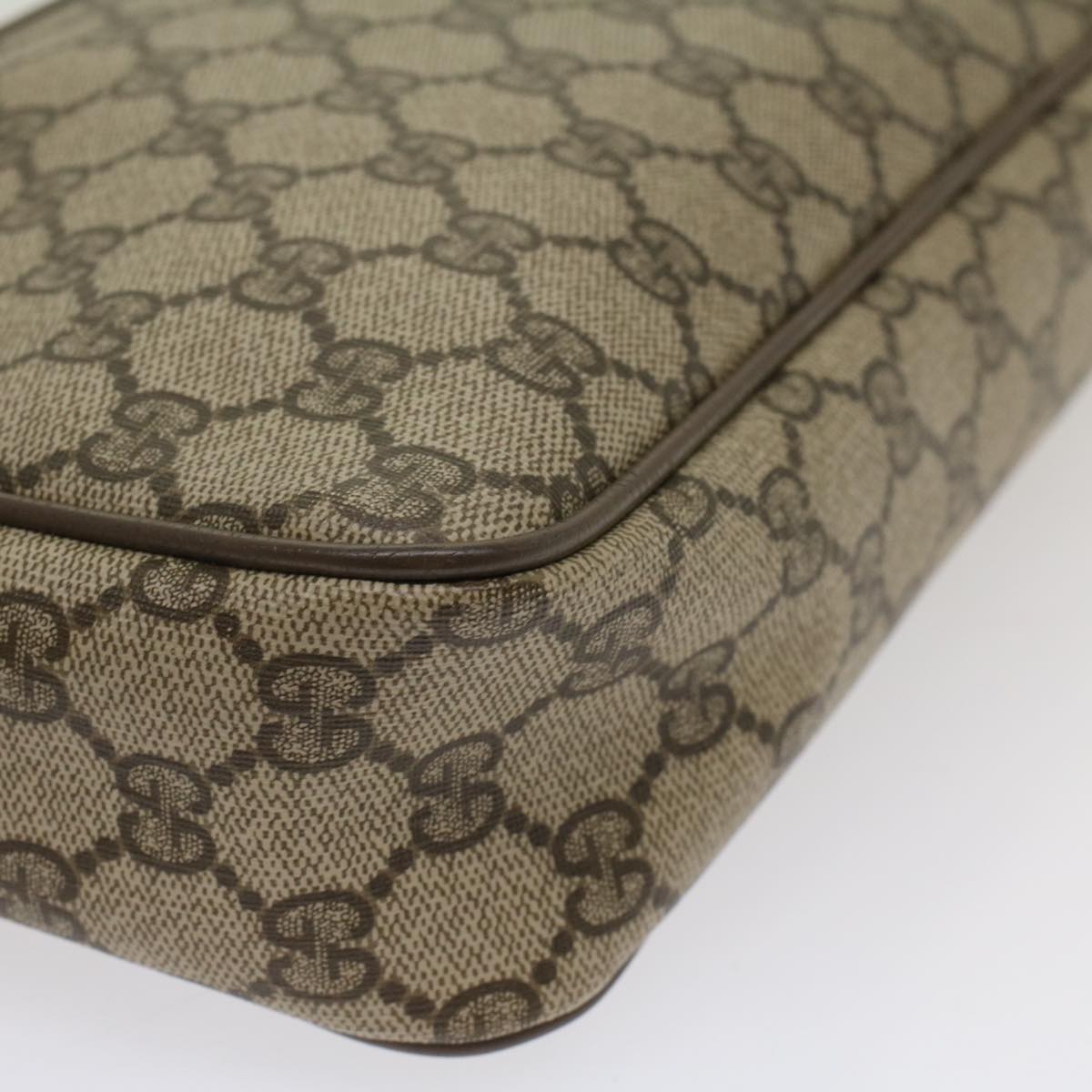 GUCCI GG Canvas Clutch Bag PVC Leather Beige 89.01.044 yk8269