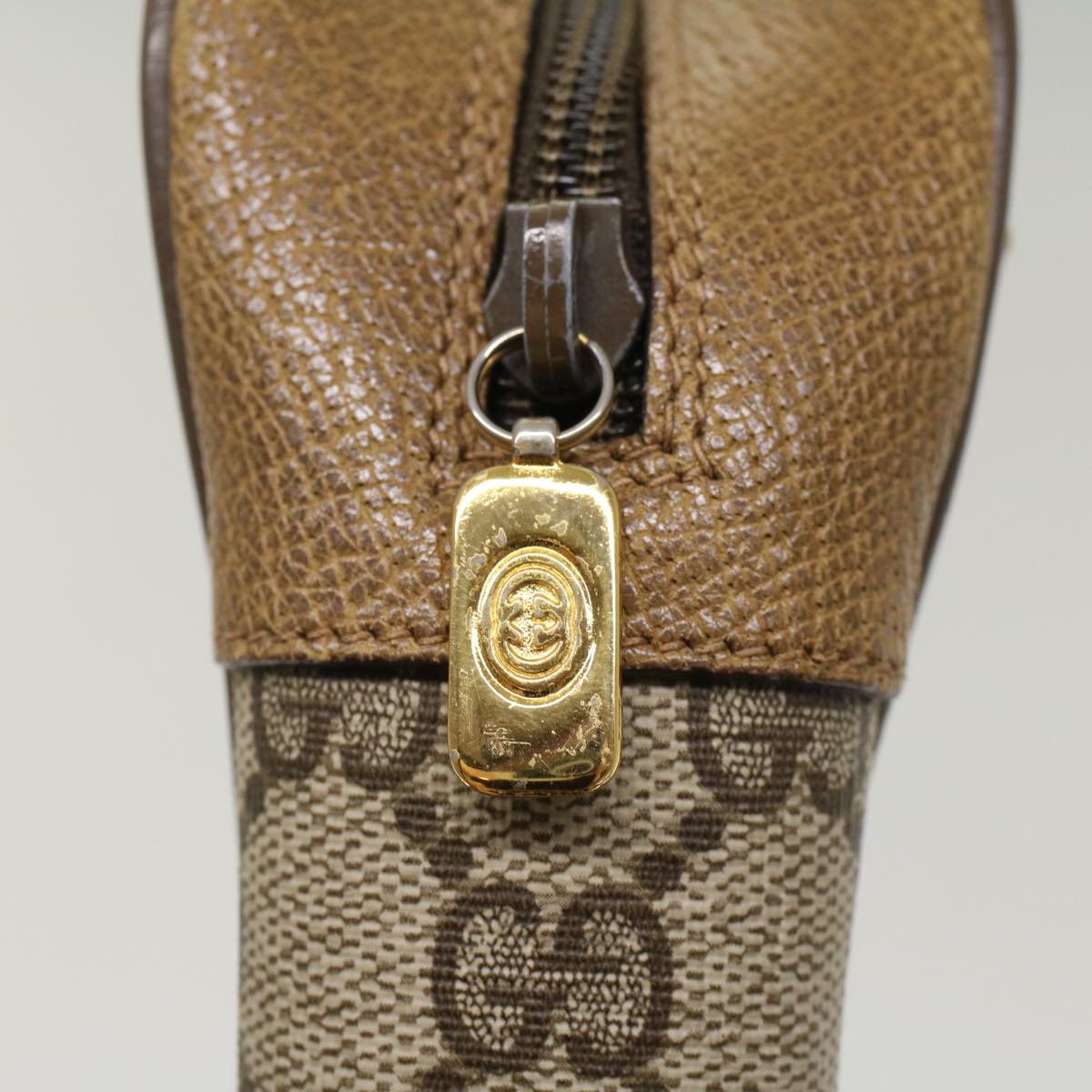 GUCCI GG Canvas Clutch Bag PVC Leather Beige 89.01.044 yk8269