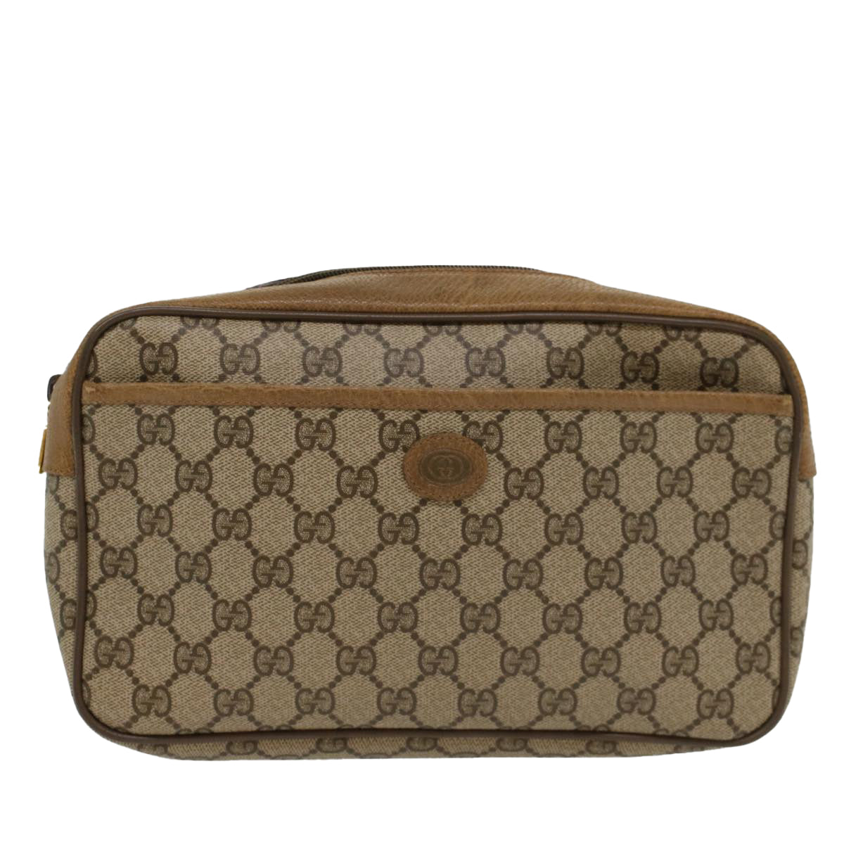 GUCCI GG Canvas Clutch Bag PVC Leather Beige 89.01.044 yk8269