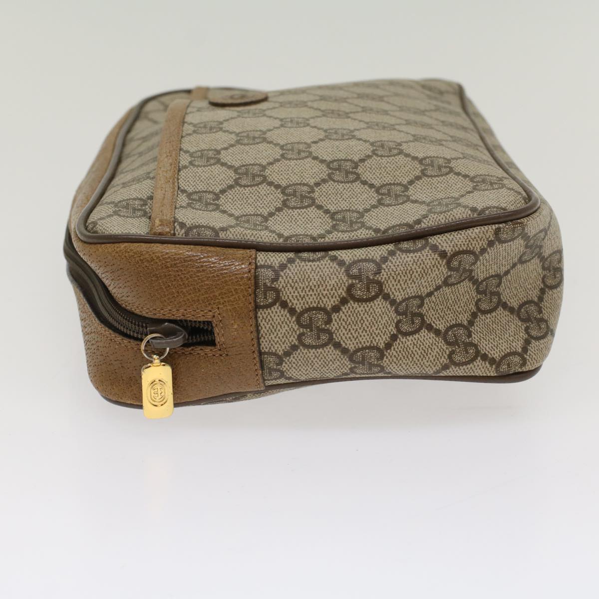 GUCCI GG Canvas Clutch Bag PVC Leather Beige 89.01.044 yk8269