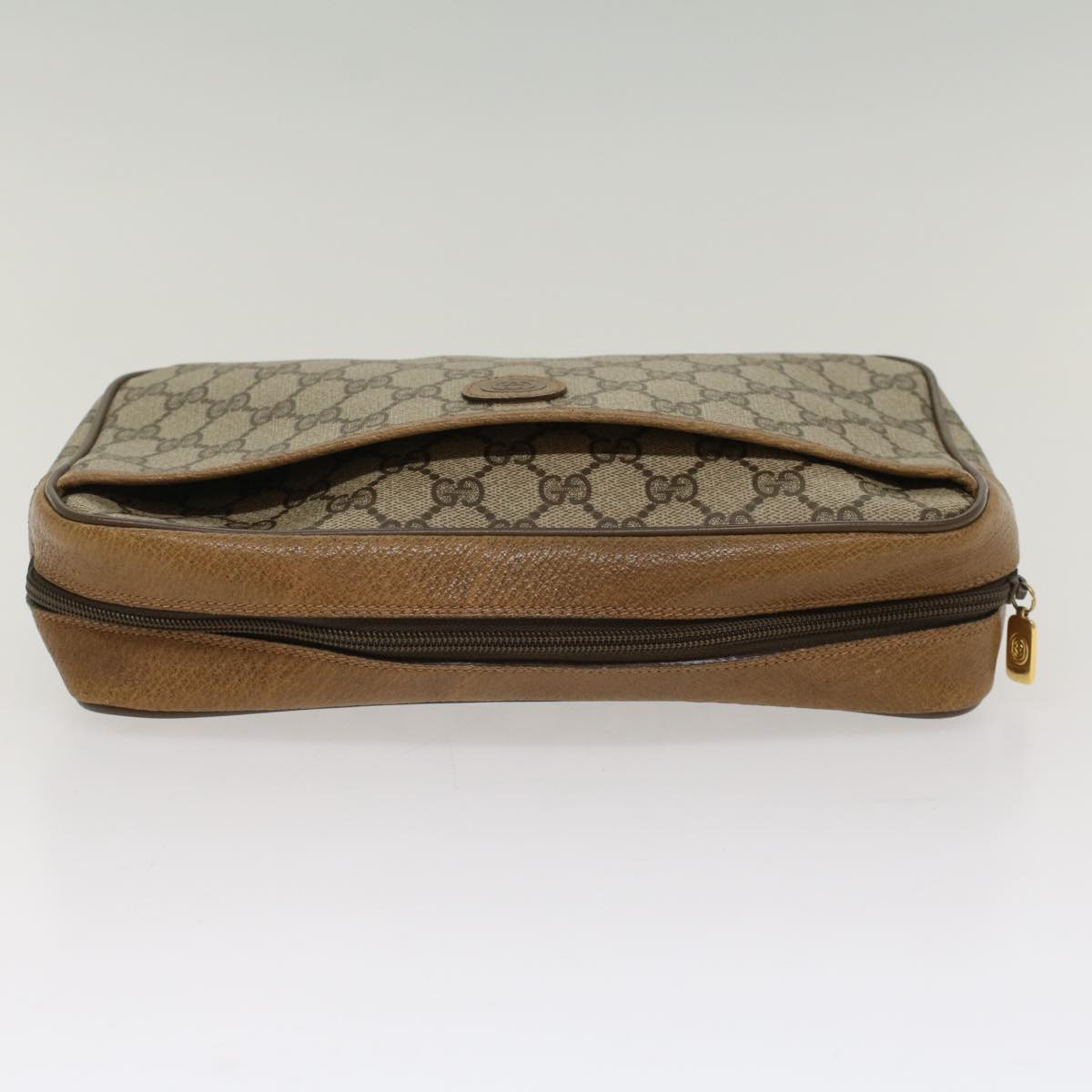 GUCCI GG Canvas Clutch Bag PVC Leather Beige 89.01.044 yk8269