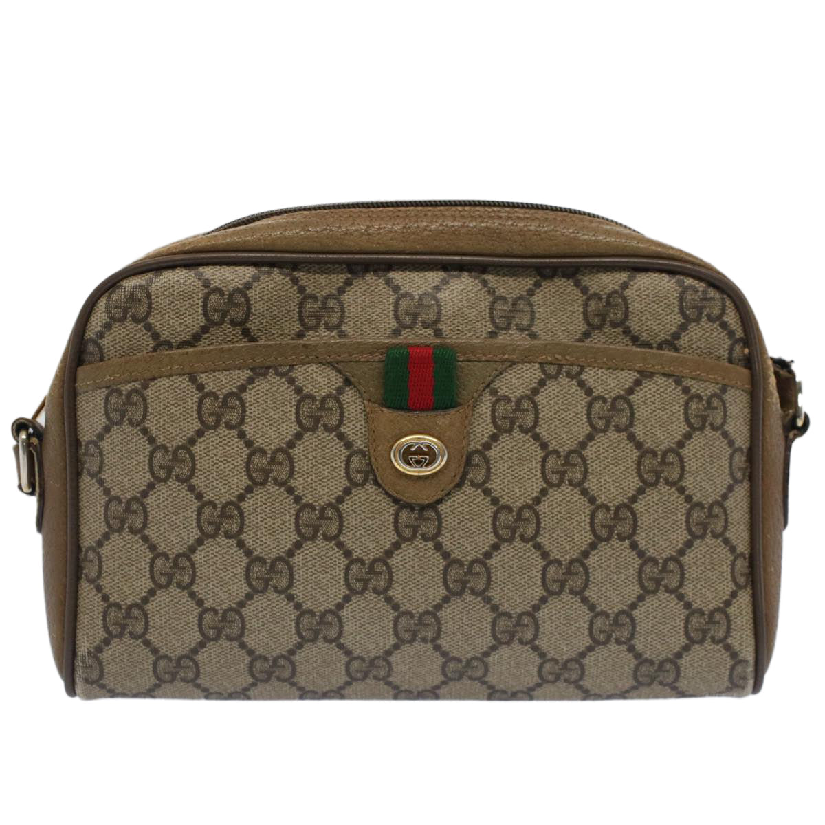 GUCCI GG Canvas Web Sherry Line Shoulder Bag Beige Red 116.02.089 yk8283