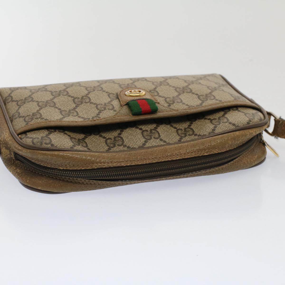GUCCI GG Canvas Web Sherry Line Shoulder Bag Beige Red 116.02.089 yk8283