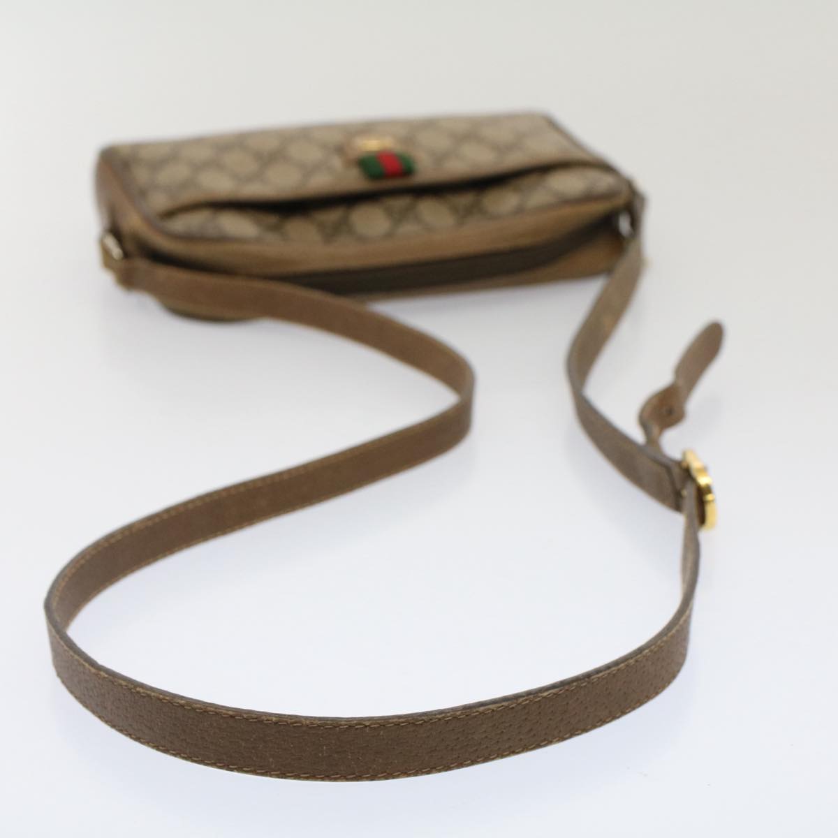 GUCCI GG Canvas Web Sherry Line Shoulder Bag Beige Red 116.02.089 yk8283