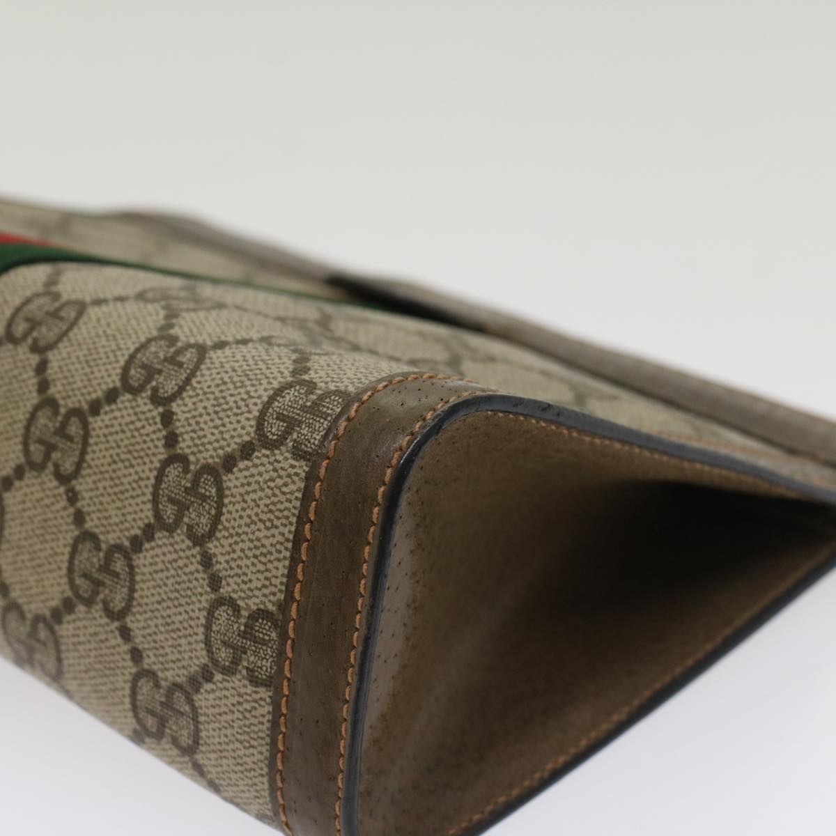 GUCCI GG Canvas Web Sherry Line Clutch Bag Beige Red Green 89.01.001 yk8285