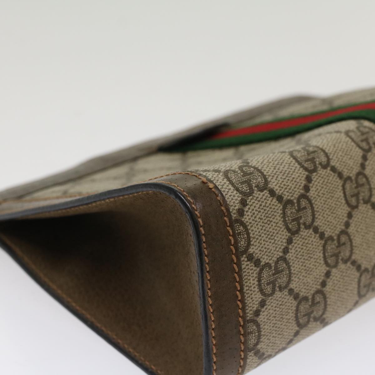 GUCCI GG Canvas Web Sherry Line Clutch Bag Beige Red Green 89.01.001 yk8285