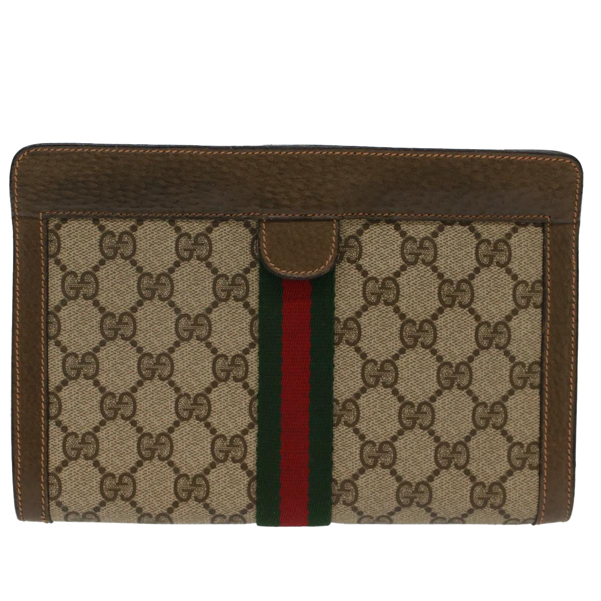 GUCCI GG Canvas Web Sherry Line Clutch Bag Beige Red Green 89.01.001 yk8285