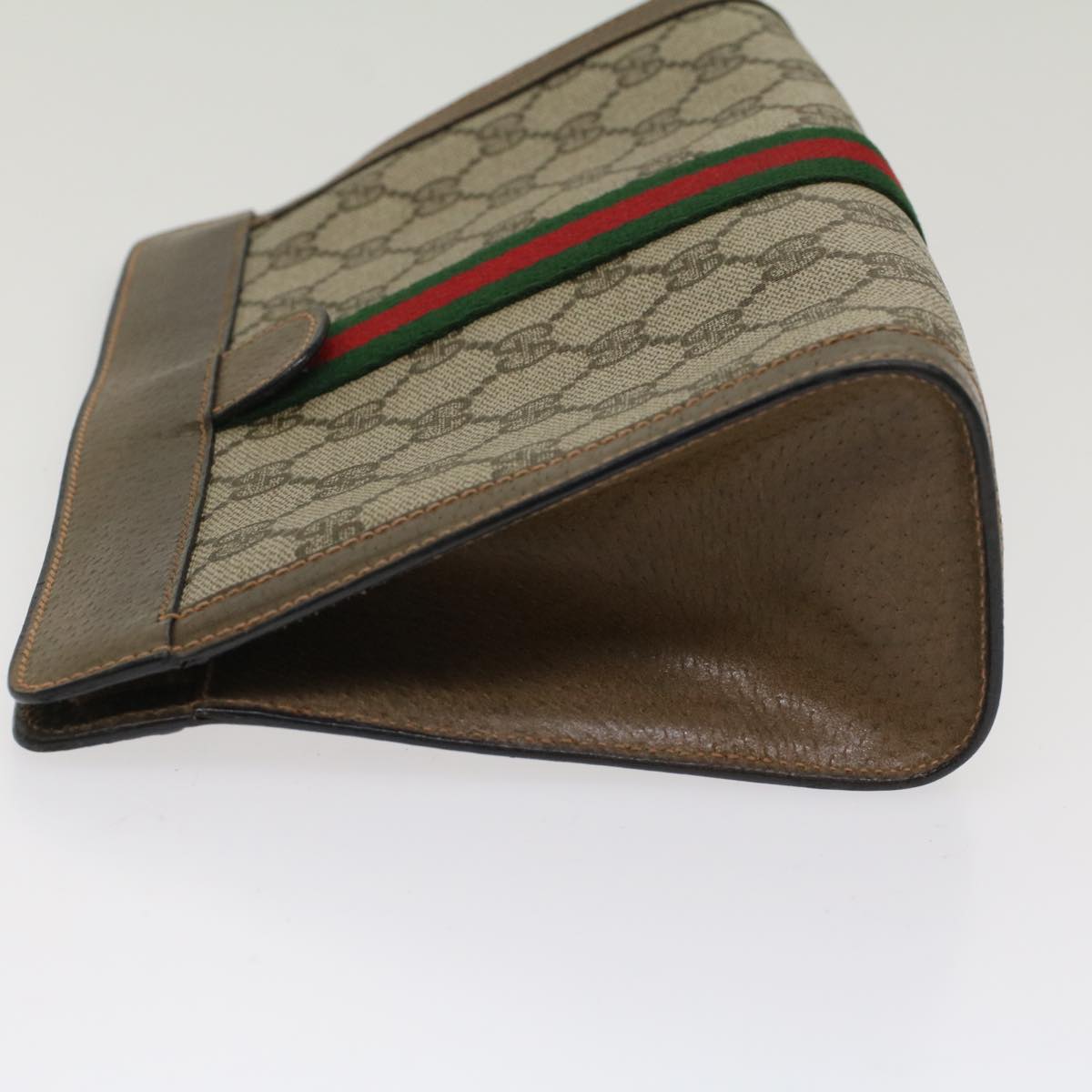 GUCCI GG Canvas Web Sherry Line Clutch Bag Beige Red Green 89.01.001 yk8285