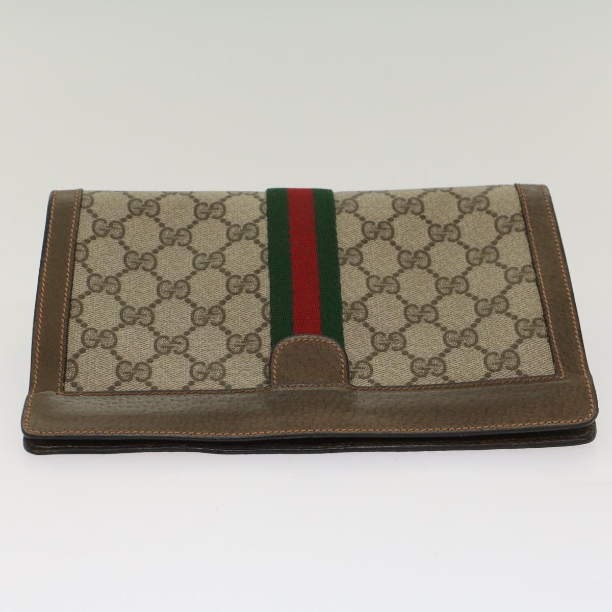 GUCCI GG Canvas Web Sherry Line Clutch Bag Beige Red Green 89.01.001 yk8285
