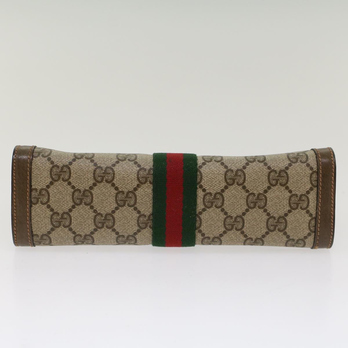 GUCCI GG Canvas Web Sherry Line Clutch Bag Beige Red Green 89.01.001 yk8285