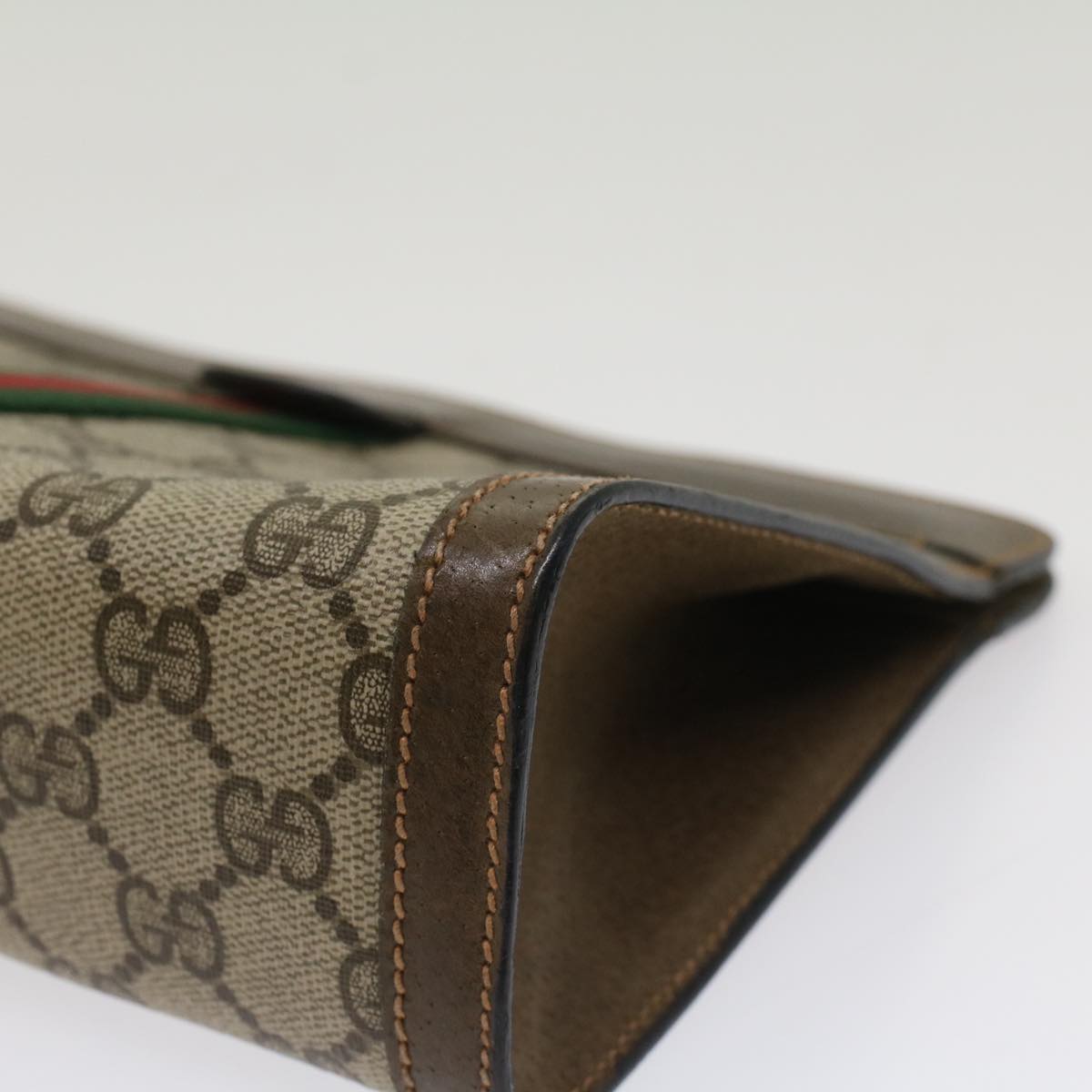 GUCCI GG Canvas Web Sherry Line Clutch Bag Beige Red Green 89.01.001 yk8285