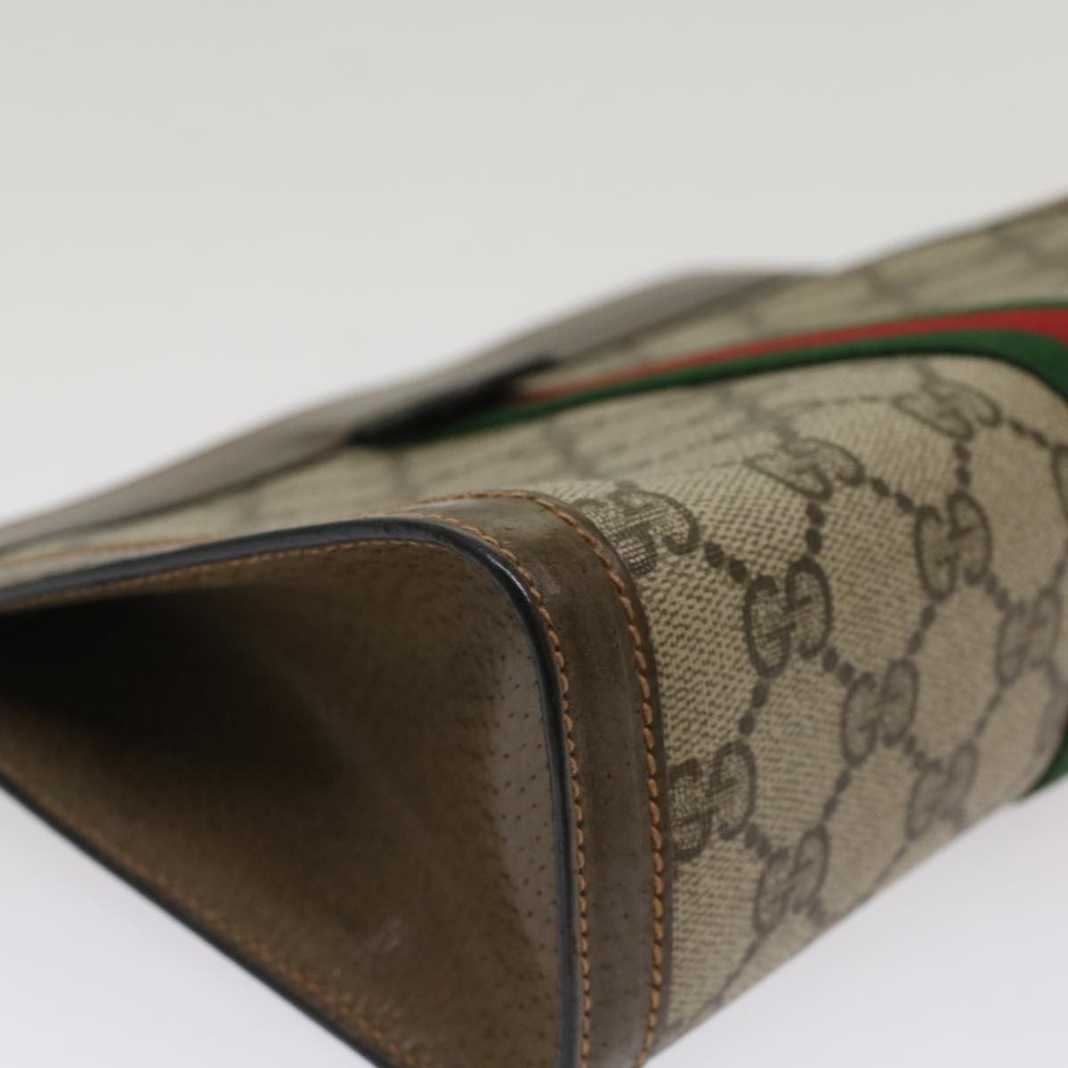 GUCCI GG Canvas Web Sherry Line Clutch Bag Beige Red Green 89.01.001 yk8285