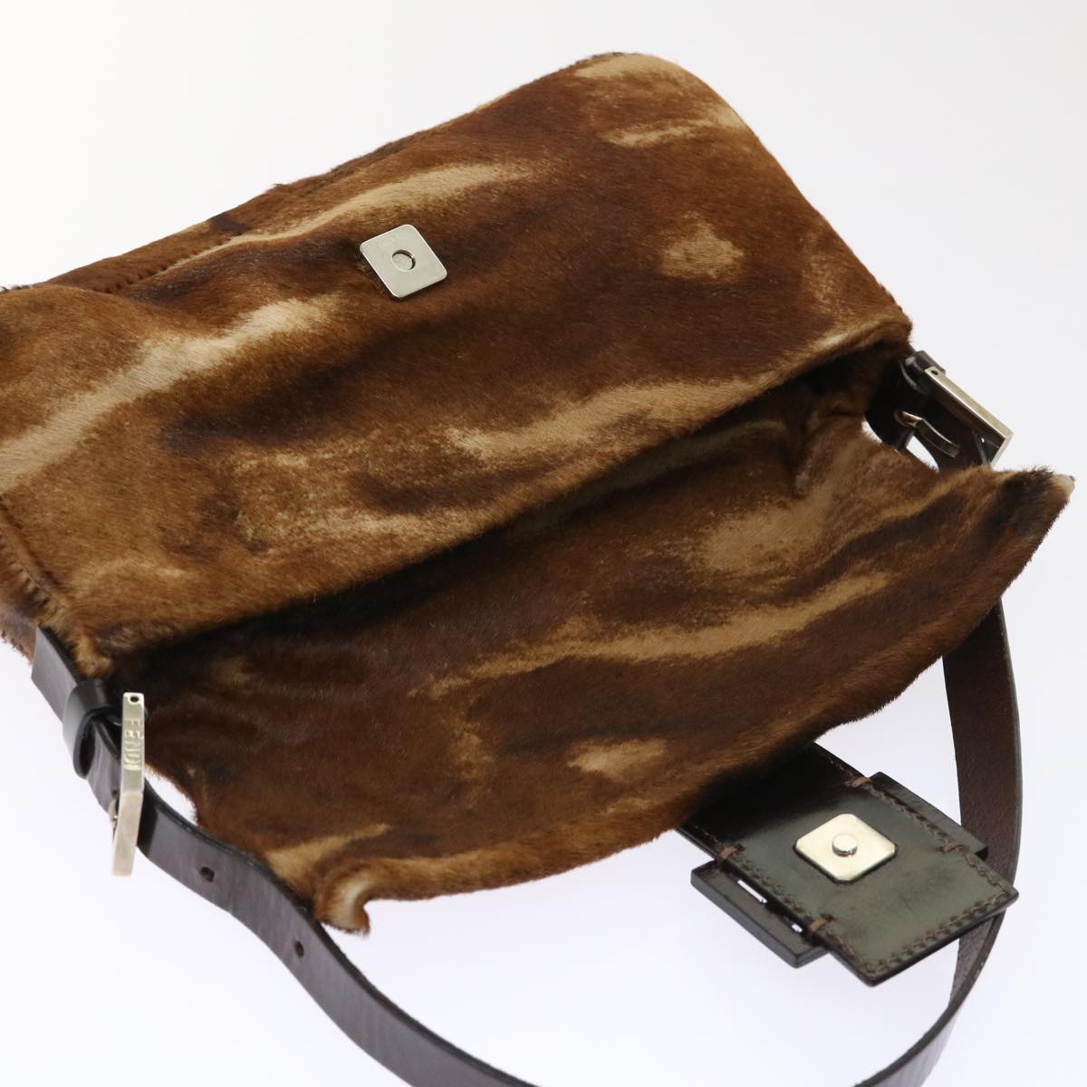FENDI Mamma Baguette Shoulder Bag Harako leather Brown yk8292