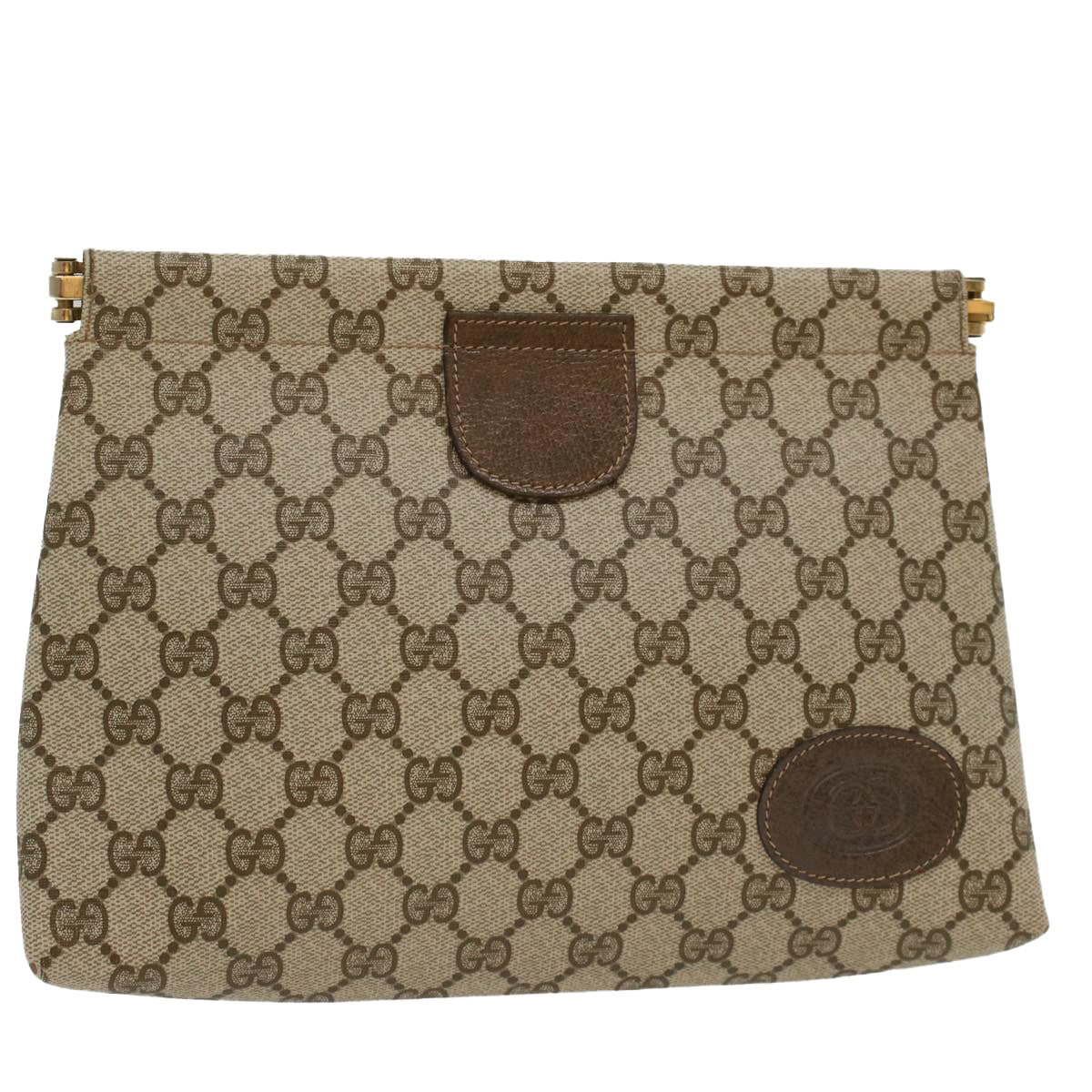 GUCCI GG Canvas Clutch Bag PVC Leather Beige 67-039-5229 yk8304
