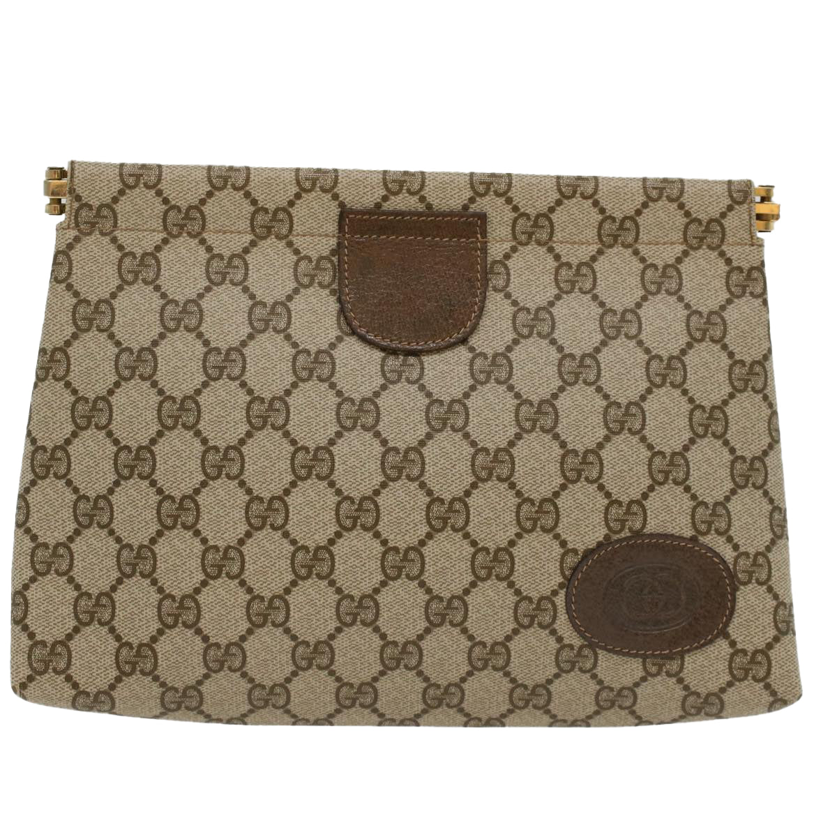 GUCCI GG Canvas Clutch Bag PVC Leather Beige 67-039-5229 yk8304