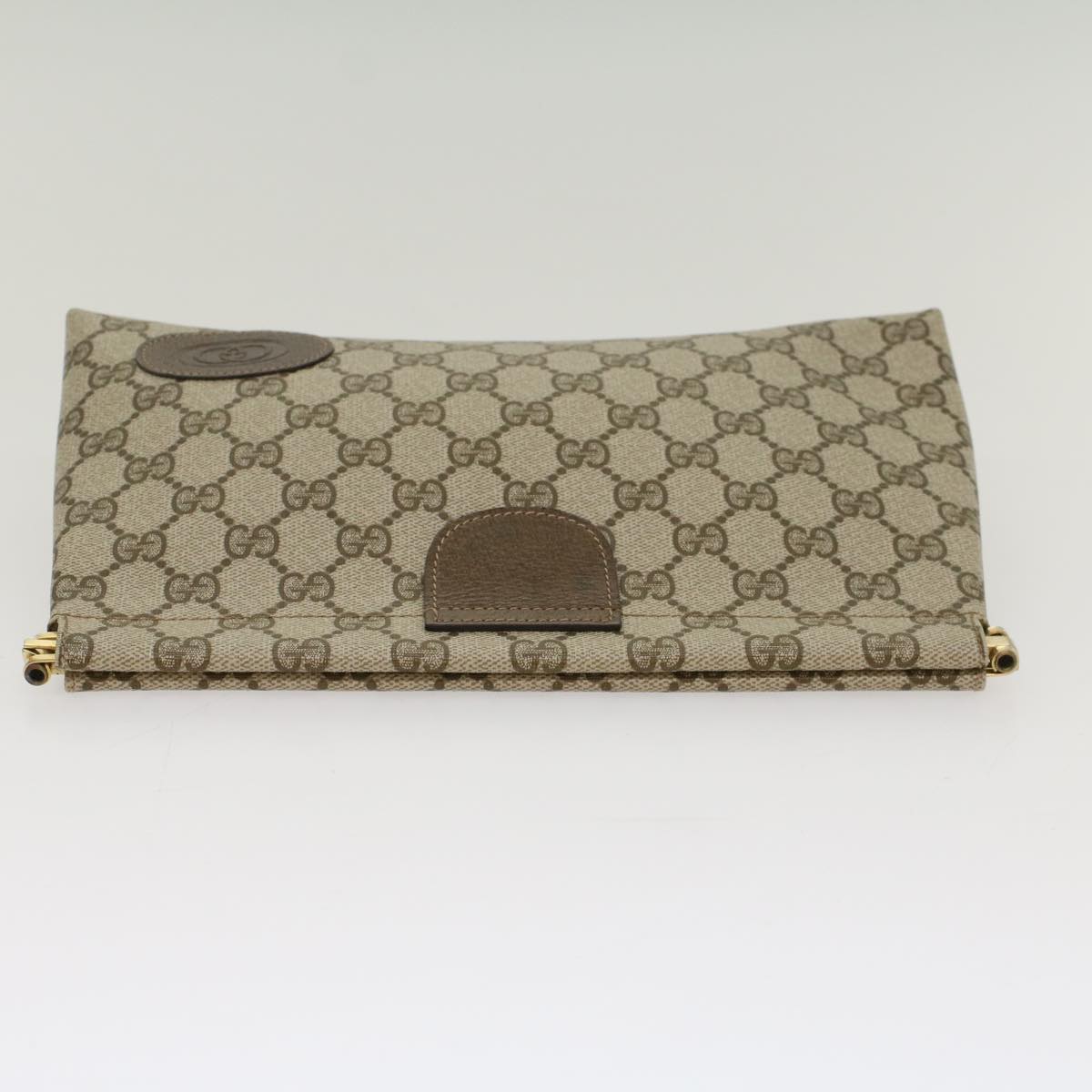 GUCCI GG Canvas Clutch Bag PVC Leather Beige 67-039-5229 yk8304